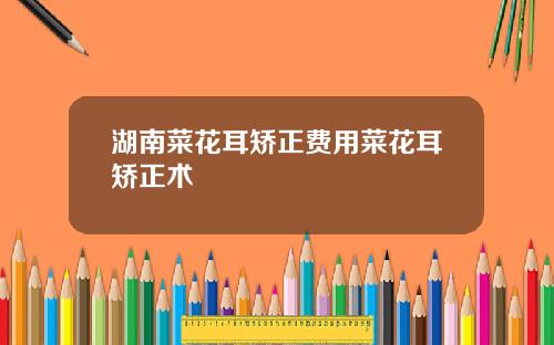 湖南菜花耳矫正费用菜花耳矫正术