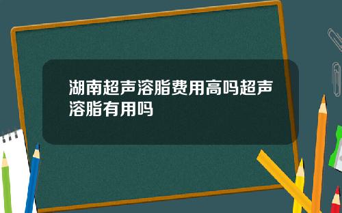 湖南超声溶脂费用高吗超声溶脂有用吗