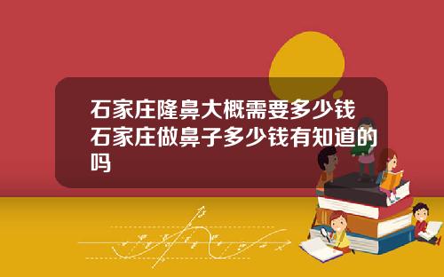 石家庄隆鼻大概需要多少钱石家庄做鼻子多少钱有知道的吗