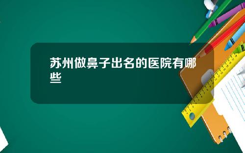 苏州做鼻子出名的医院有哪些