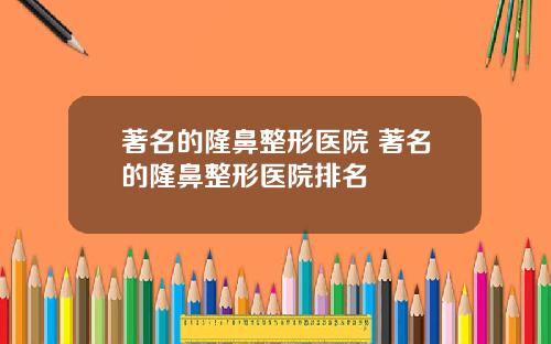 著名的隆鼻整形医院 著名的隆鼻整形医院排名