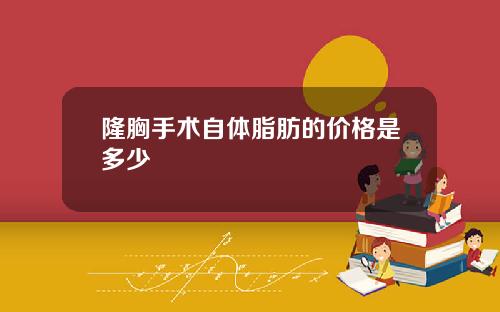 隆胸手术自体脂肪的价格是多少
