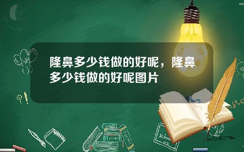 隆鼻多少钱做的好呢，隆鼻多少钱做的好呢图片