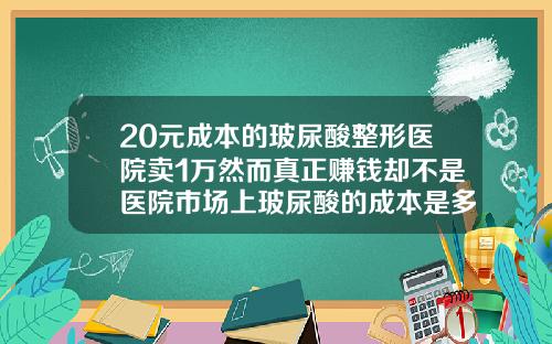 20元成本的玻尿酸整形医院卖1万然而真正赚钱却不是医院市场上玻尿酸的成本是多少