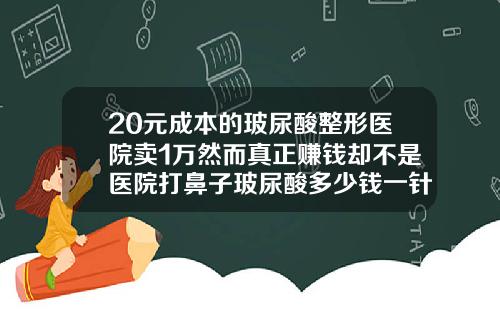 20元成本的玻尿酸整形医院卖1万然而真正赚钱却不是医院打鼻子玻尿酸多少钱一针