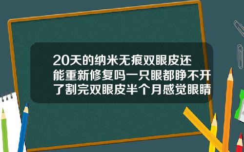20天的纳米无痕双眼皮还能重新修复吗一只眼都睁不开了割完双眼皮半个月感觉眼睛睁不开