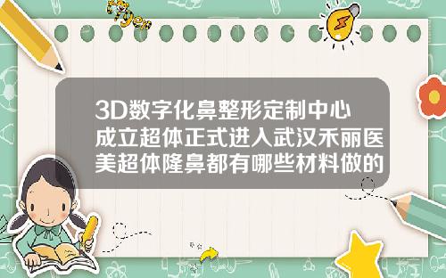 3D数字化鼻整形定制中心成立超体正式进入武汉禾丽医美超体隆鼻都有哪些材料做的呢