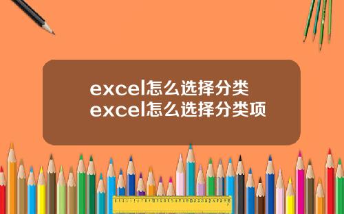 excel怎么选择分类 excel怎么选择分类项